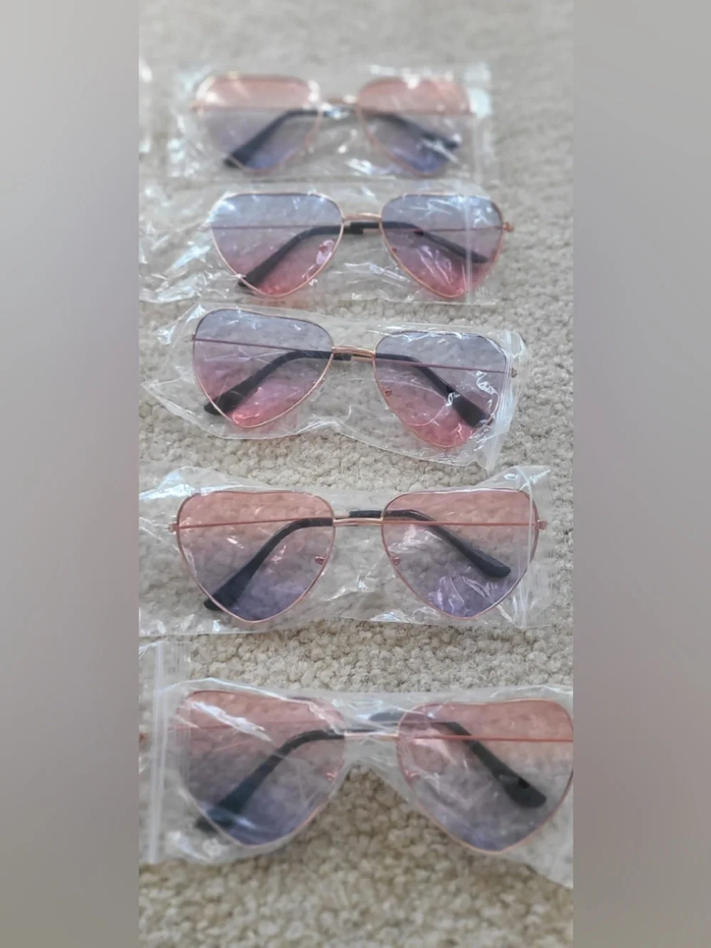 Assorted 24 Heart-Shaped Sunglasses - Pink, Green, Orange, Purple, Blue